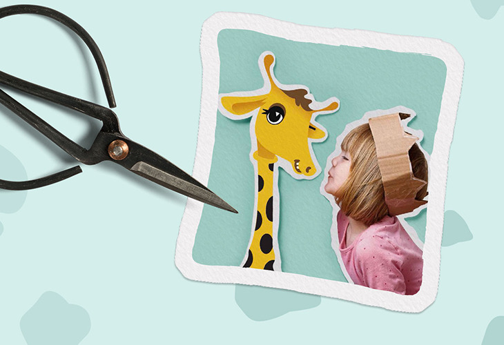 Shira Bild Giraffe Schere Mädchen ausgeschnitten